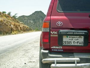 A Somaliland license plate, September 2007.