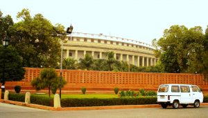 A shot of the Indian Parliament in New Delhi, which houses the Rajya Sabha.