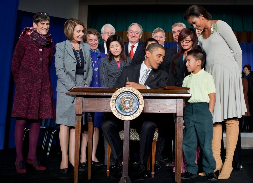 President Obama signs the Healthy, Hunger-Free Kids Act of 2010 into law at the Harriet Tubman Elementary School in Washington, DC.