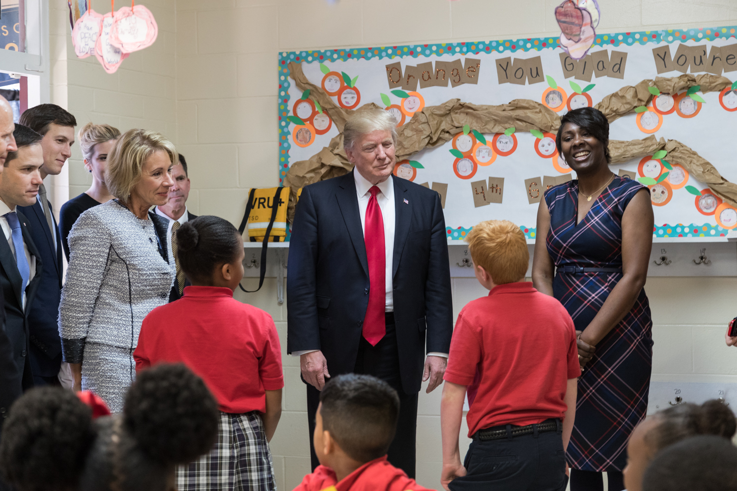 President Donald Trump participates in a tour of Saint Andrews Catholic School on Friday, March 3, 2017, in Orlando, Florida. Official White House Photo by Shealah Craighead
