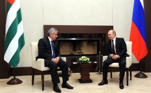 A 2016 meeting between Vladimir Putin and Abkhaz president Raul Khajimba.