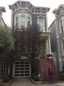 I posed in front of the Tanner housefront in April 2014.