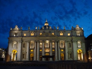 Saint_Peter's_Facade_at_Dusk