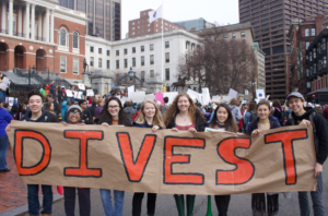 Divest Harvard members joined their high school allies at the Boston school strike. 